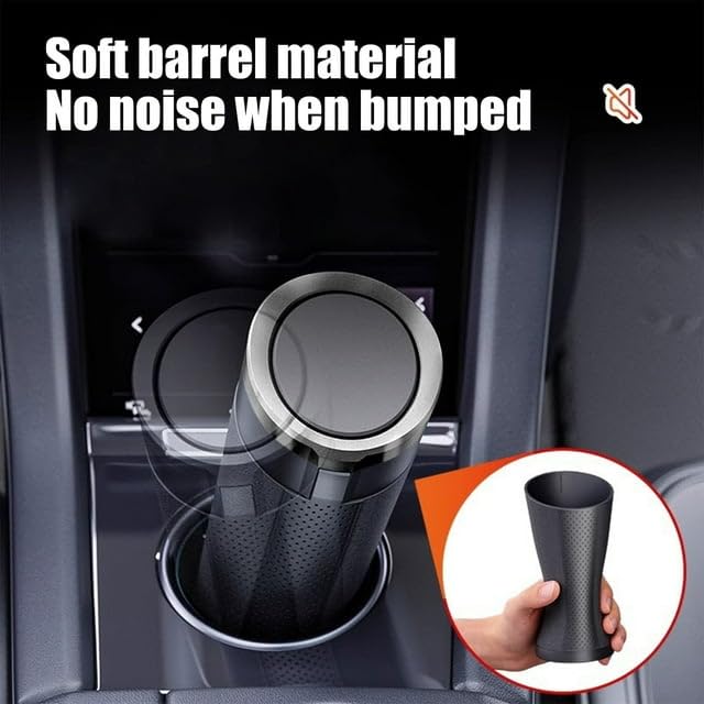 Image of RIGGEAR Car Trash Can for Cup Holder, Mini Waterproof Leakproof Car Dustbin with Flip Lid, Portable Garbage Bin (Silver)