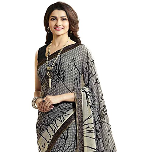 Image of RAJESHWAR FASHION WITH RF Women's Georgette Printed Sarees For Women With Jacquard Work Lace Border & Blouse