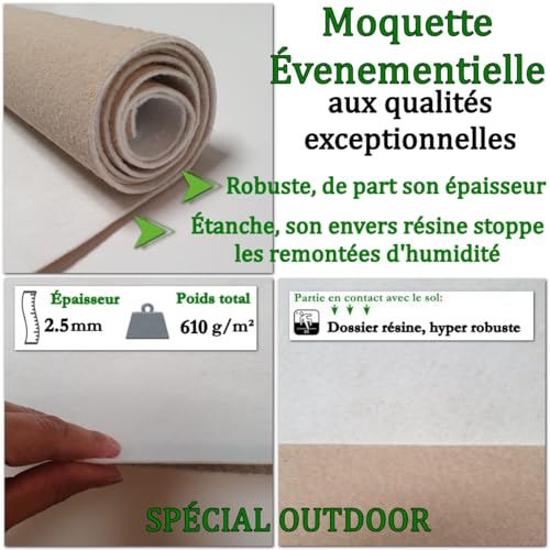Moquette anti-feu réutilisable blanche pour sécuriser vos stands de 2m - 4