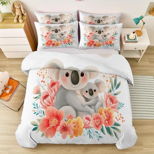Parure de lit animaux koalas 240x260 avec fermeture éclair pratique