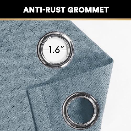 Image of PrinceDeco Linen Blackout Curtains 108 Inches Long Energy-Efficient Temperature Regulators Curtains for Bedroom Extra Wide Thermal Room Divider Drapes for Bedroom,100 X 108 Curtains,Stone Blue