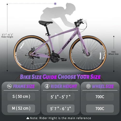 Image of DEYGIA Hybrid Bike, 24-Speed 700C Wheel Hybrid Bicycle with Dual Disc Brakes, Trigger Shifting, Internal Wiring Frame, Lightweight City Commuter Bicycle for Men Women Adult, Multiple Colors