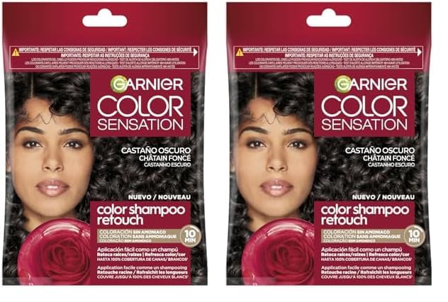 Garnier Color Shampoo Retouch Coloration Permanente Châtain foncé - 100% Couverture Cheveux...