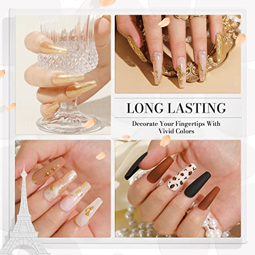 Nailwind Gel Nail Polish Set, 12Pcs Nude Brown Series Gel Black Gel Nail Polish Neutral Colors, Fall Gel Polish Black Gold Glitter Gel Nail Polish Sparkle Nude Sliver Gel Nail Art Manicure For Women #TOP1