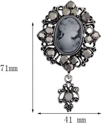 Miniatura 6 de Broche Cameo, broche de piedra victoriana, joyería antigua, broche de pin colgante de princesa de flores para mujer, oro cristal, plata AMX2Z002T0US