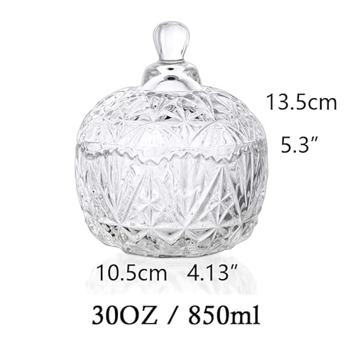 Nn Glass Candy Storage Jar With Lid Clear Sugar Dish Crystal Covered Candy Bowl Apothecary Food Buffet Container Holder #TOP7