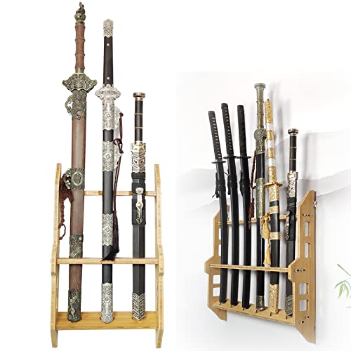 Support mural pour épée katana pour ranger et organiser vos armes et cannes en bois