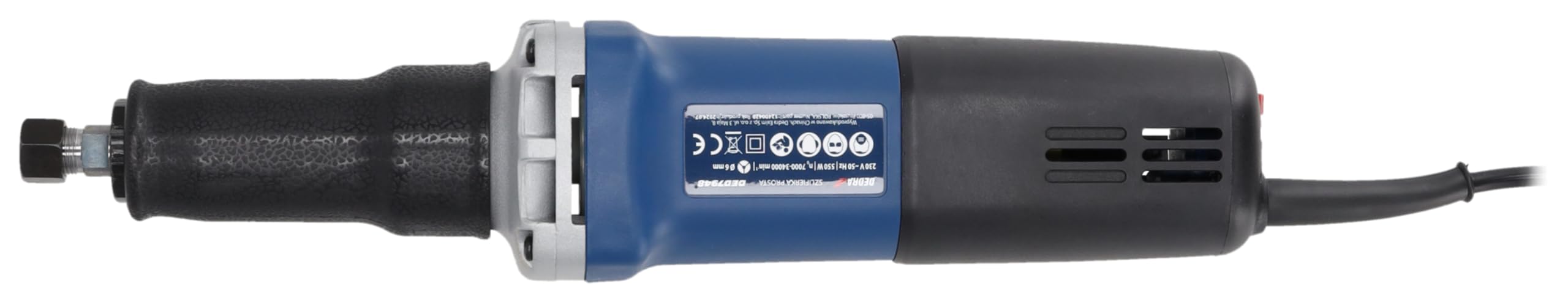 DEDRA Meuleuse Droite 550W - Pince de Serrage 6mm - Vitesse Variable (7000-34000 tr/min) - Outil Rotatif Filaire pour Meulage, Polissage, Gravure et Ébavurage du Métal