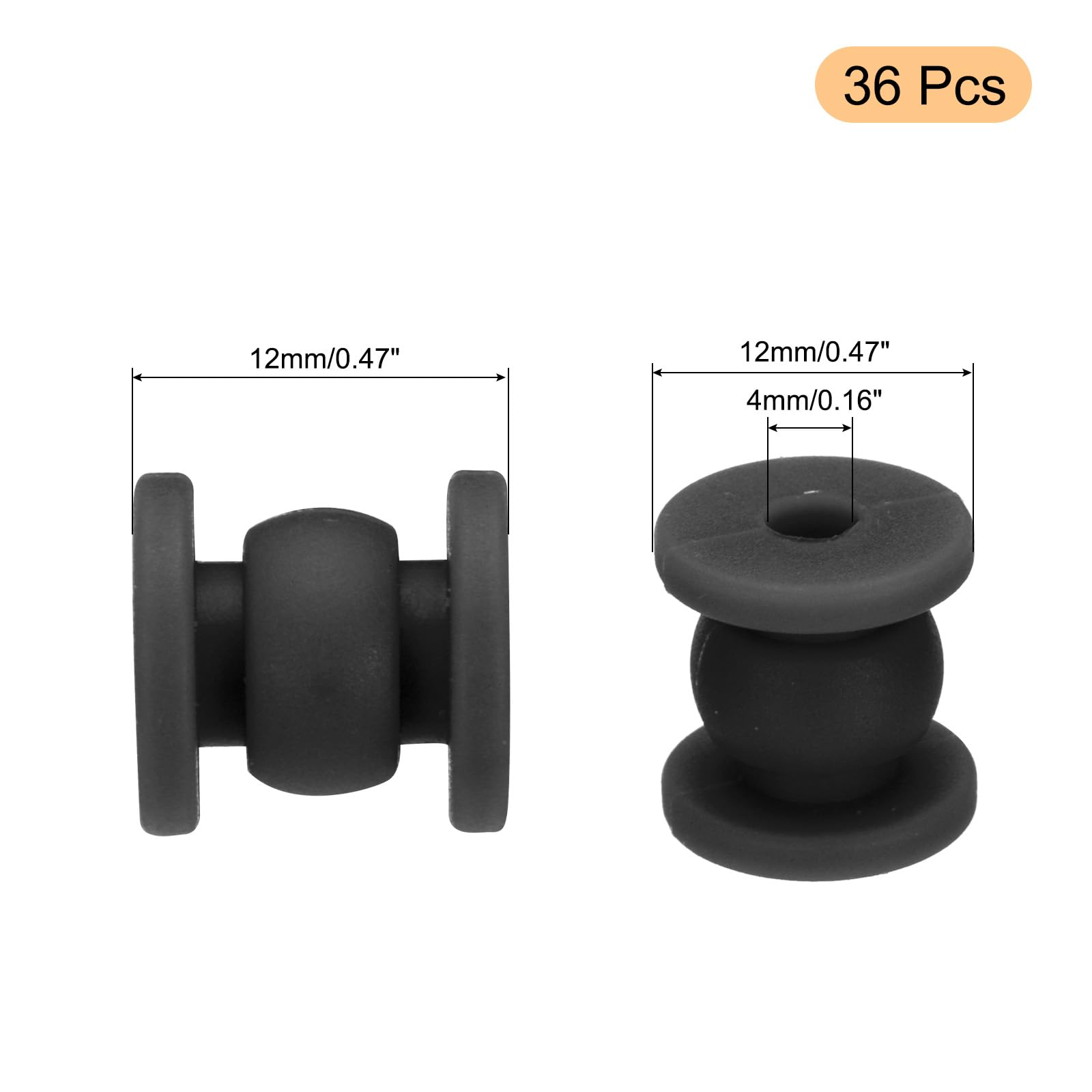 QUARKZMAN Palle di Gomma Antivibranti Rc per Gimbal Del Controller di Volo Rc F4 F7, Ammortizzatori M3x4.6mm, Accessori per Droni Fai-Da-Te Rc (Nero), Confezione da 36 Pezzi