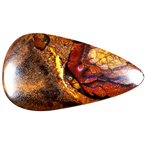Opale rocheuse Koroit d'Australie 14.11 ct, cabochon poire de 28 x 16 mm multicolore naturel