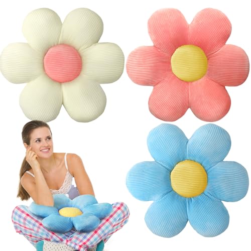 Sratte 3 Pcs Flower Pillows Flower Shaped Throw Pillows Cute
