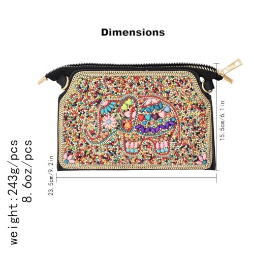 Boho Style Beaded Crossbody Bag for Women, Small Shoulder Bag, Beaded design Cell Phone Wallet Purse, Adjustable Strap3