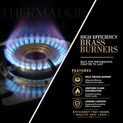 Image of Thermador 3 Burner Diamond Hobtop Gas Stove With Manual Ignition. Toughened Glass Top,Brass Burners,Stainless Steel Drip Tray,Anti-Skid Pan Support- LPG Compatible Kitchen Cooktop