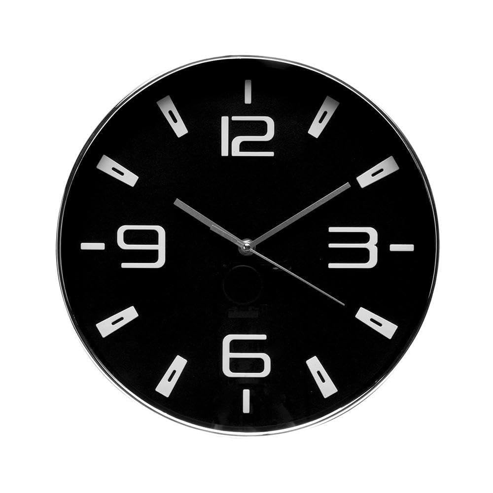 Levitantes Wall Clock 30 cm, Continuous Movement, Silver and Black, Ideal for Decoration and Time Tracking Indoors.