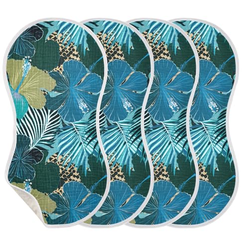 Hibiscus Palm Leaves Teal Burp Cloths for Babies Burp Rag Cotton Spit Up Rag for Newborns Babies Girls3