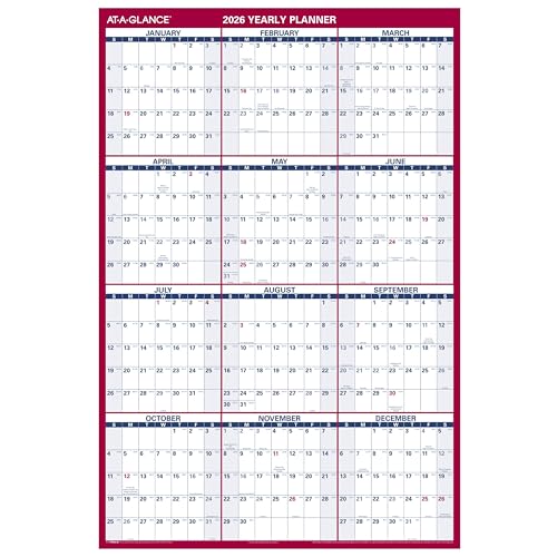 at-a-glance 2026 erasable calendar dry erase wall planner 4834 x 3234 extra large vertical-horizontal reversible pm3262826