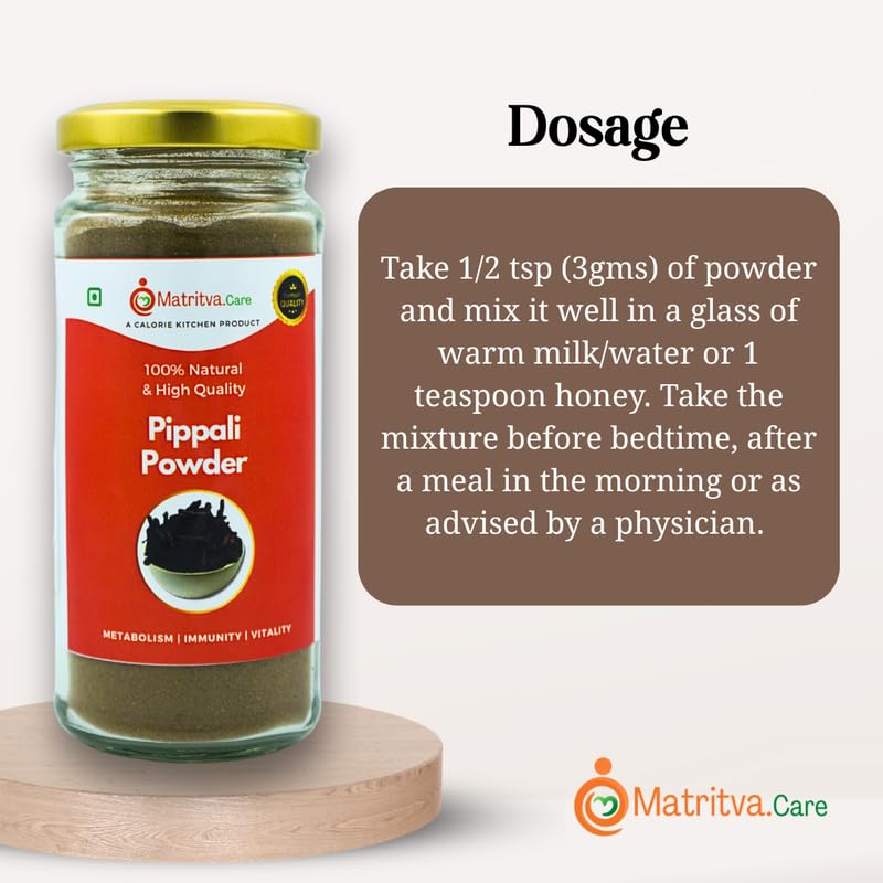 Matritva Care Pippali Ayurvedic Powder Long Pepper for Digestion, Respiratory Support & Immunity (100g) | Natural Detox & Metabolism Booster | 100% Pure, Herbal & No Additives - Image 5 thumbnail