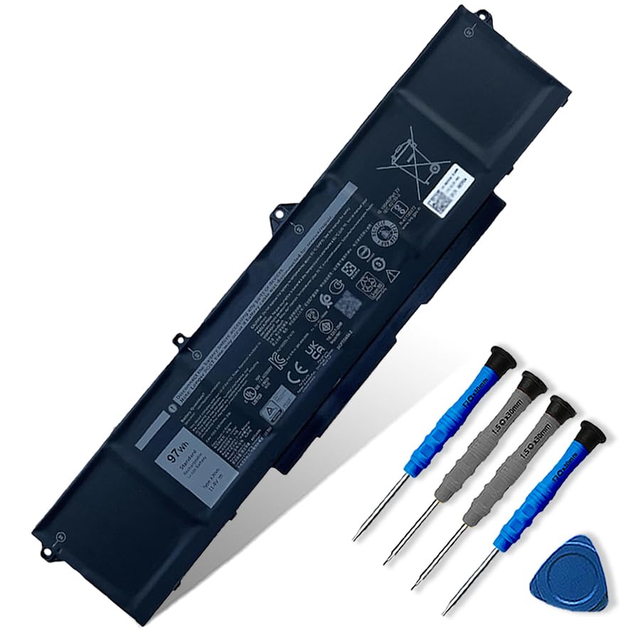 Image of 9JRV0 97Wh Battery Replacement for Dell Latitude 5521 5531 Precision 3561 3571 3581 Alienware m17 R5 AMD m18 R1 R2 m18 R1 AMD Series Laptop 0P3TJ 0R05P0 05RGW