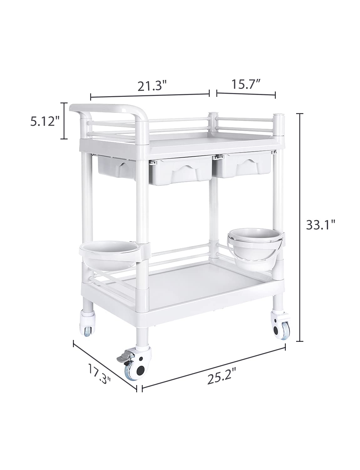 Buy Medical Trolley 2 Tier 330 Lbs Spacious Beauty Salon Rolling