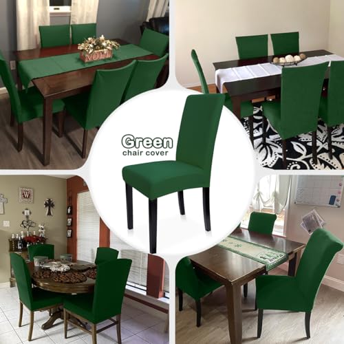 Zindoo Dining Chair Seat Covers, Green Chair Covers for Dining Chairs 4, Stretch High Back Chair Covers - Image 3