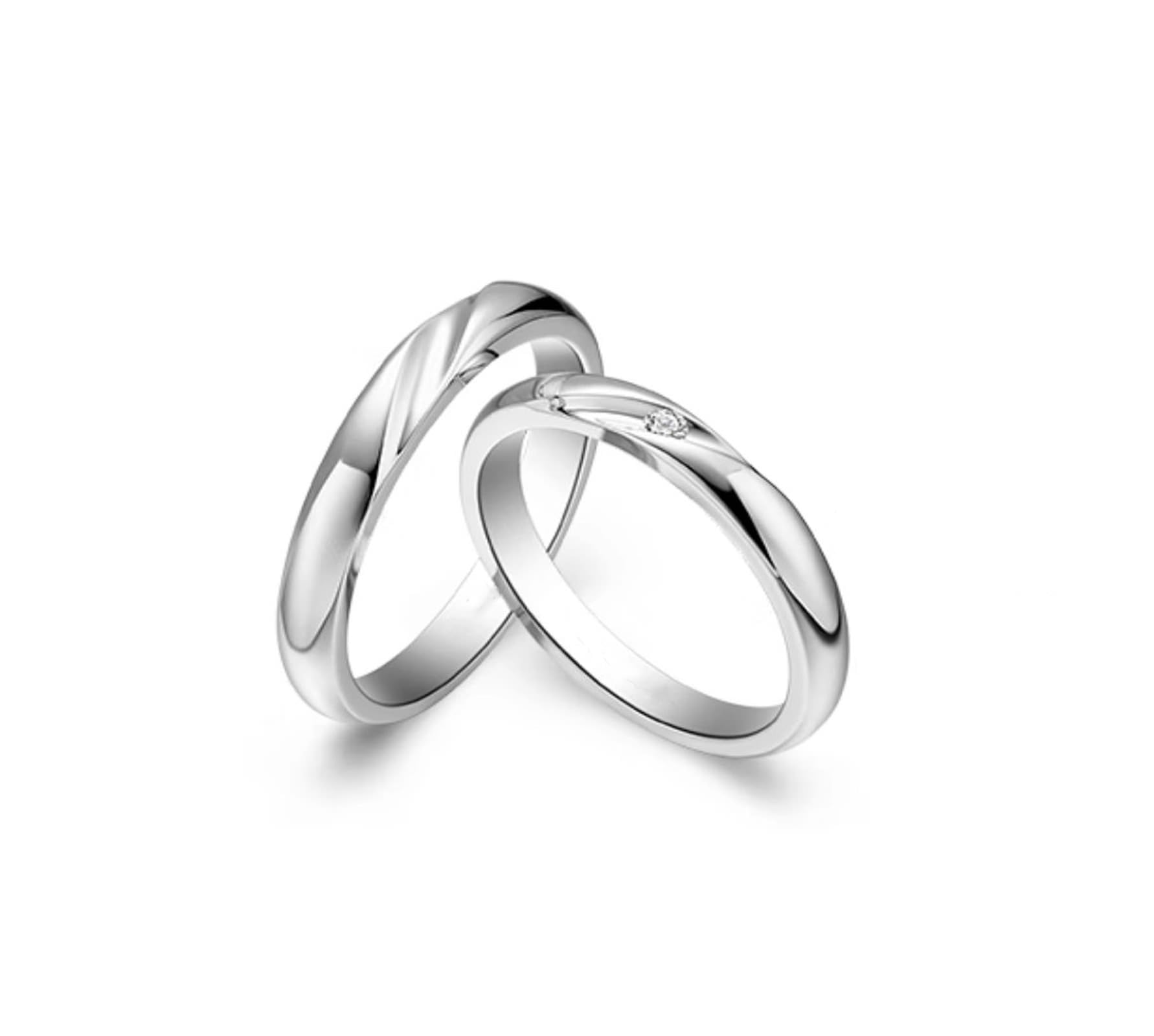 Wycian Anillos Boda Hombre Anillos Mujer Plata Oro Blanco de 14 Quilates Polaco Talla 20 Sólido No Chapado Moda para Hermana Cumpleaños Joyas