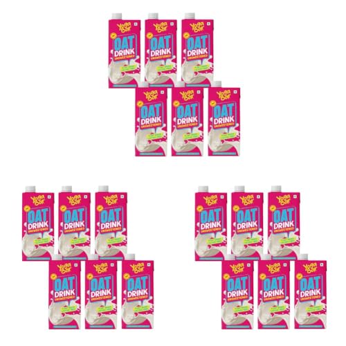 Image of Yogabar Oat Milk Unsweetened (6x1L) | Barista Approved | Fortified with Vitamin B, D & Calcium |Dairy & Lactose Free Milk | No Added Sugar | Vegan Plant-Based Oat Beverage for Coffee & Smoothies | Zero Cholesterol