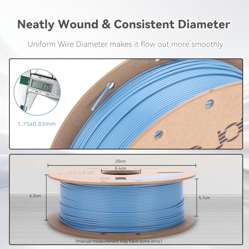 Image of 3DHoJor PLA Pro (Plus) Filament 1.75mm, 3D Printer Filament, Cardboard Spool 3D Printing Filament, Dimensional Accuracy + /- 0.03 mm, Haze Blue, 1kg