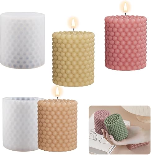 2Pcs Pillar Candle Molds Bubble Cylinder Column Silicone Molds for Candle Making Moldes de Silicona para Velas DIY Aromatherapy Candles, Wax, Soaps,