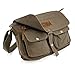 GEARONIC TM Men's Vintage Canvas Leather Tote Satchel School Military Shoulder Messenger Sling Crossbody Hiking Bag Backpack For Toiletry Gym Travel Work Laptop Green