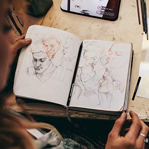 Sketching Pencils Set - 22 PCs Premium Artist Kit Includes Graphite Pencils, Charcoal Pencils, Kneaded Erasers, Blending Stump. Perfect Art Kit for Kids, Adults, Artists - MozArt Supplies