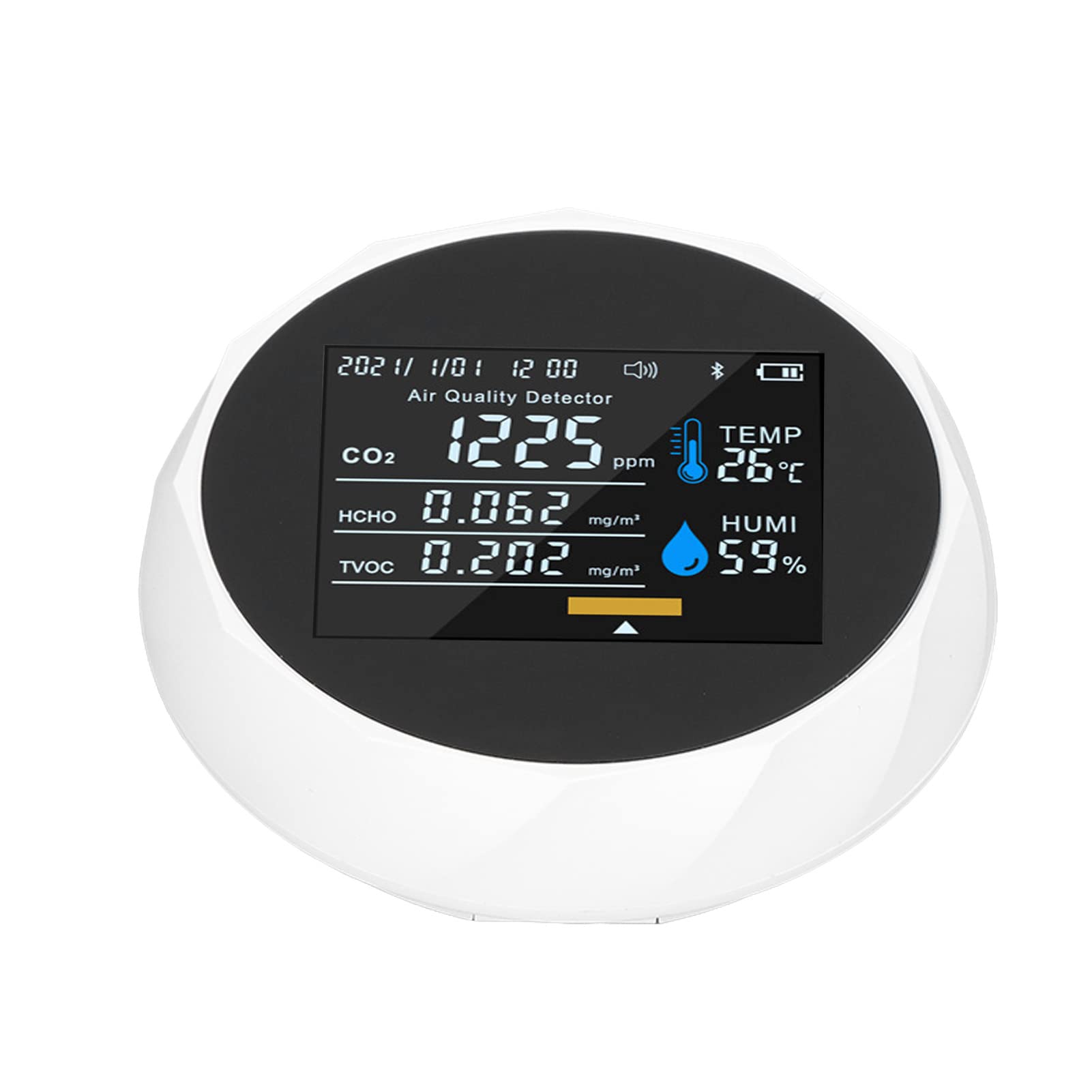 Monitor della qualità dell'aria Display a colori intelligente Rilevatore digitale portatile per Home Office Ricarica USB 5V (bianco)