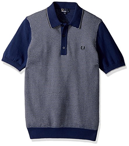 Buy Fred Perry Men's Textured Knitted Shirt, Charcoal, Medium at