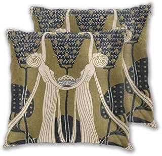 Art Nouveau Women Daily Decoration Sofa Bedroom Car Cushion Cover Zip Pillow Cover, Set of 2