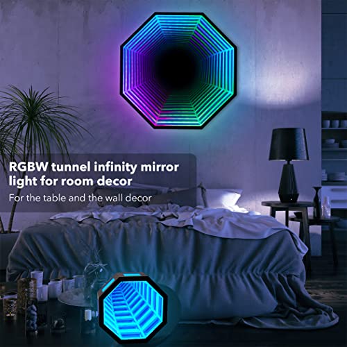 Small Infinity Tunnel Mirror Light, Cool Gaming Desk Futuristic Decor Lamp, Rgb Color Changing Wall Art Light, 12-Inch Unique Gaming Tabletop Desktop Lamp, For Garage Gaming Sensory Room Decor #TOP1