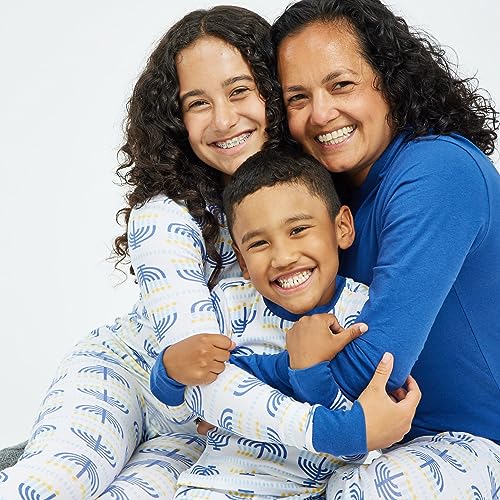 HonestBaby Pijama de algodão orgânico para a família, Hannukah Dazzle, M