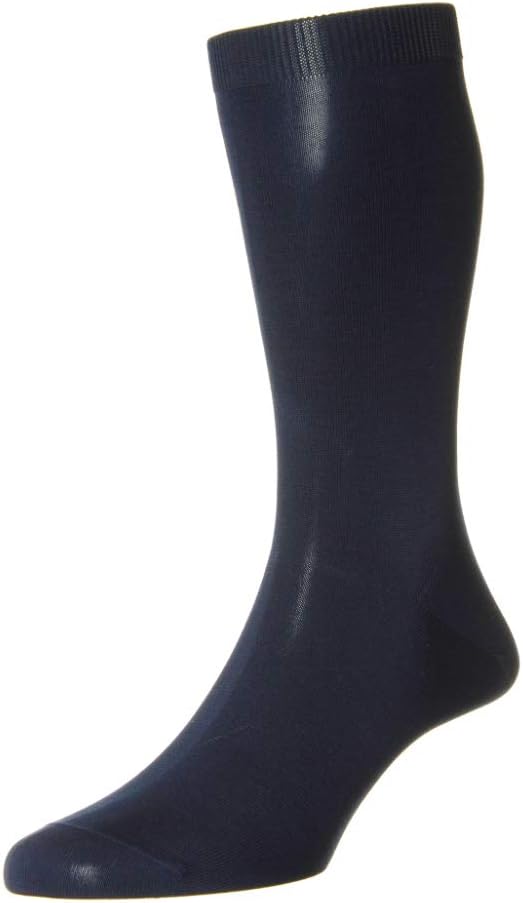 PantherellaMens Camden Mid Calf Merino Wool Solid Flat Knit Dress Socks