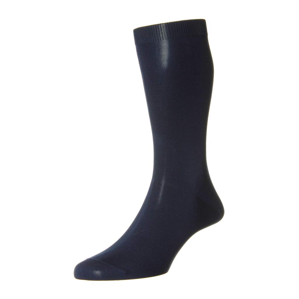 PantherellaMens Camden Mid Calf Merino Wool Solid Flat Knit Dress Socks