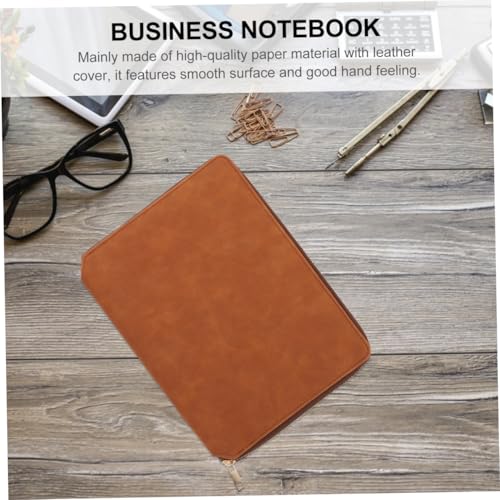 Bloc-notes professionnel A5 sous couverture cuir marron sécurisée