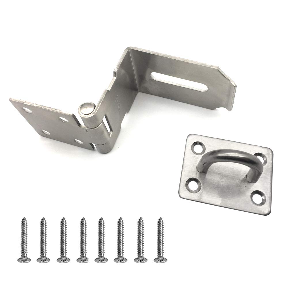 FUJIE Angolo retto Lucchetto Hasp in Acciaio INOX Heavy Duty Serratura Della Porta Antifurto Serratura, Argento
