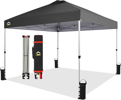 Miniatura 8 de Crown Shades Toldo desplegable de 10 x 10 pies  Tienda de campaña de playa con un solo empuje  Parasol al aire libre para eventos, fiestas, camping,