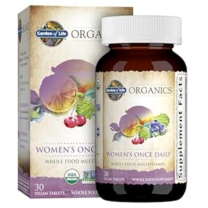 Garden of Life Organics Women’s Once Daily Multi – 30 Tablets, Whole Food Multi with Iron, Biotin, Vegan Organic Vitamin for Womens Health, Energy Hair Skin & Nails