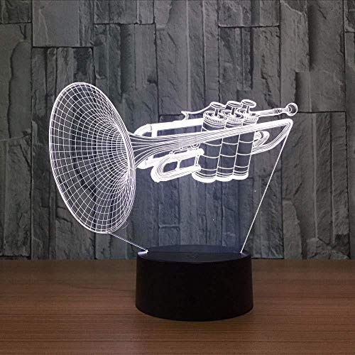 Preisvergleich Produktbild 3D Trompete Instrument LED Nachtlicht 7 Farbwechsel Schreibtisch Tischlampe Musikinstrumente Dekoration Artikel Home Decoration