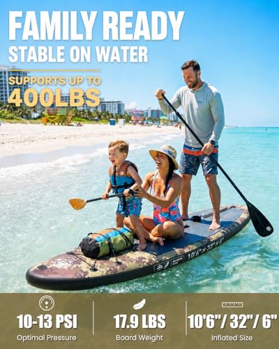 Image of HEYBOARD Inflatable Stand Up Paddle Board 10'6 inchx32 inchx6 inch Standup Paddleboard with Premium SUP Accessories & Backpack, Non-Slip Deck, Waterproof Bag, Leash, Paddle, Hand Pump
