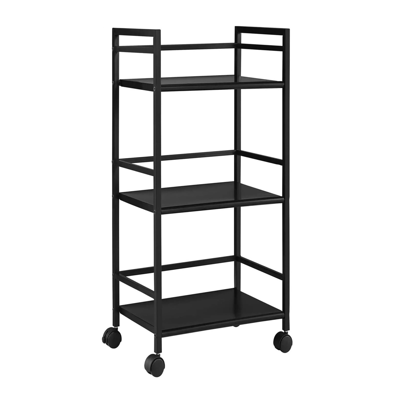 TKJfdTY Kitchen Storage Trolleys 3-Shelf Metal Rolling Utility Cart,Kitchen Trolley,Tea Trolley,Rolling Cart,Black Serving Trolleys