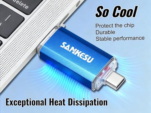 SANKESU USB C Flash Drive 256GB Thumb Drive for Android Phone USB 3.1 Type-A & Type-C Dual OTG Photo Storage Memory Stick Compatible with PC Laptop Macs Smartphone Tablet