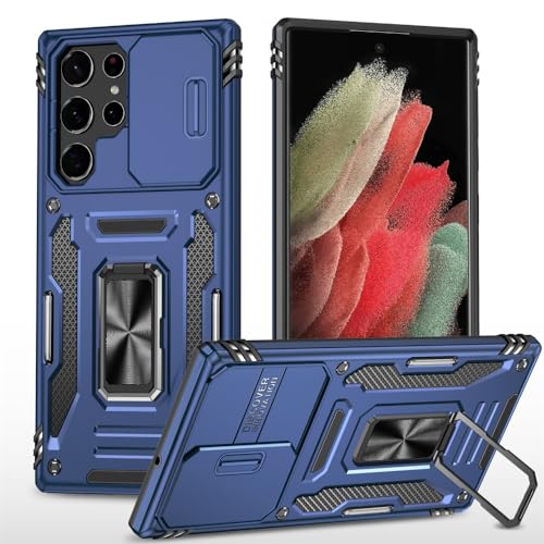 Coque Samsung A72 protection intégrale antichoc robuste bleu avec cache objectif coulissant ENILSA