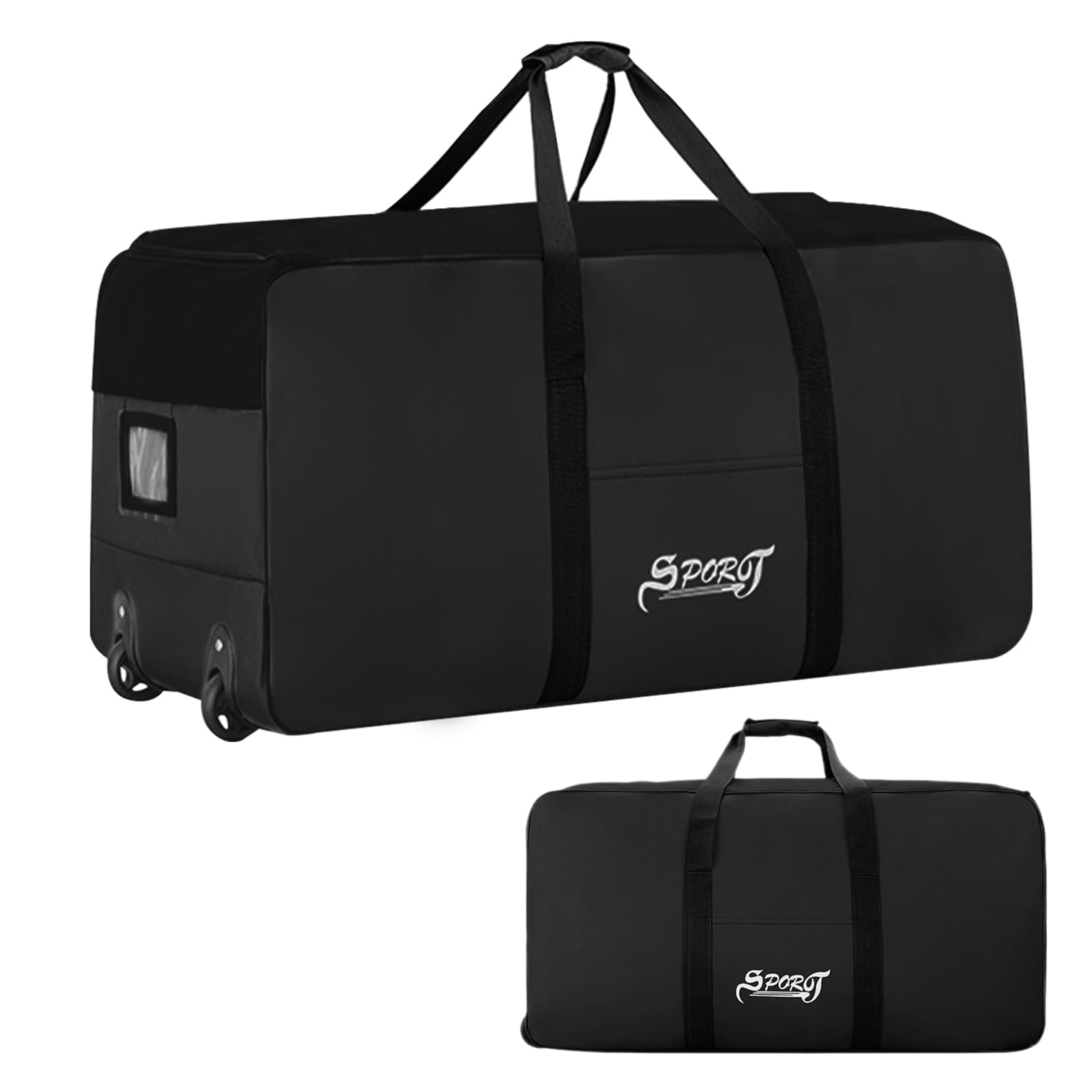 Grand Sac de Voyage à roulettes,120L Grand Imperméable Sac de Sport,Sac Pliable Weekender pour Homme Femme,Sacs à Bagages de Stockage pour Camping Voyage,80x40x40cm (Noir)