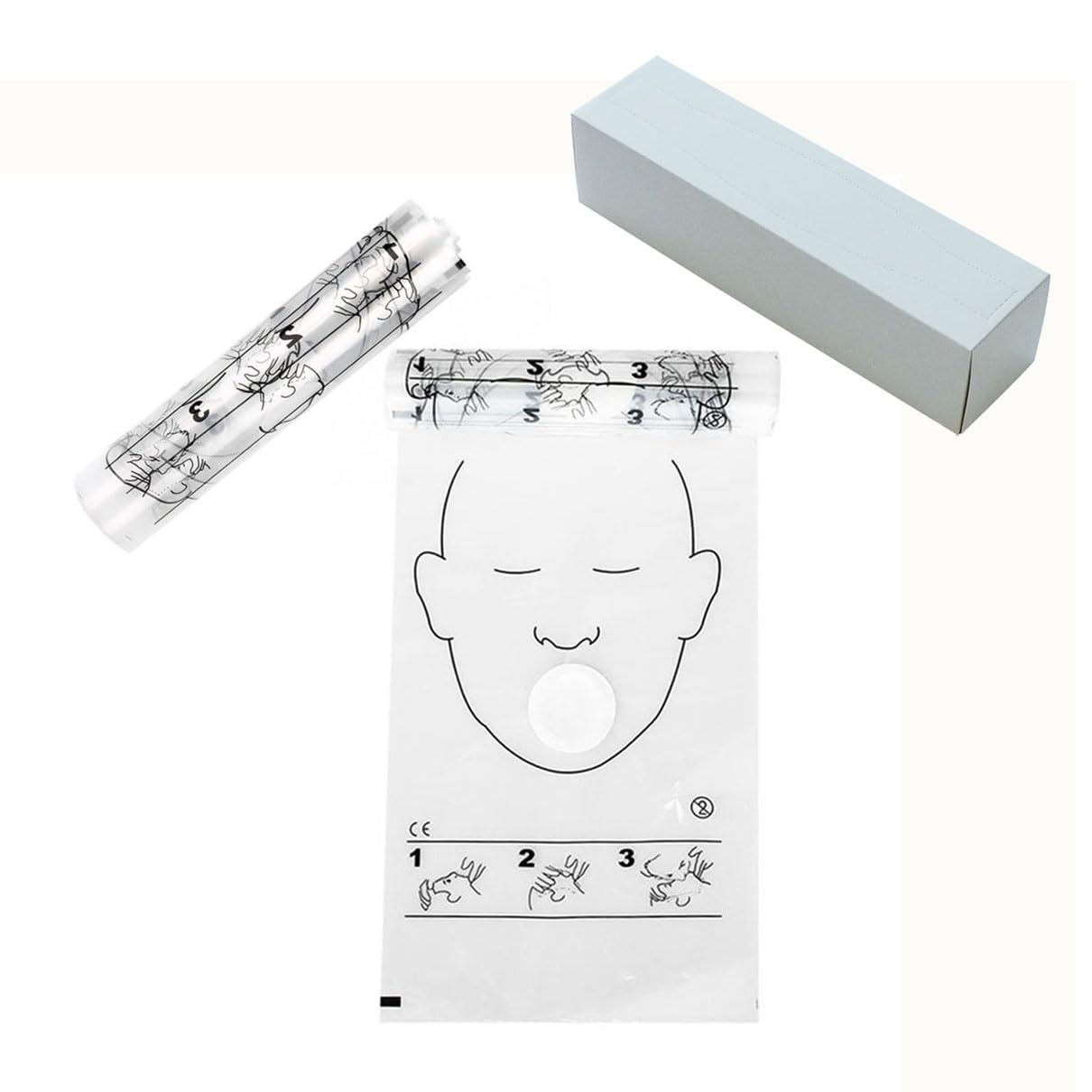 ELYSAID 2 Rolls 36pcs/roll CPR Barrier CPR Face Shield Roll for AED Cpr Training