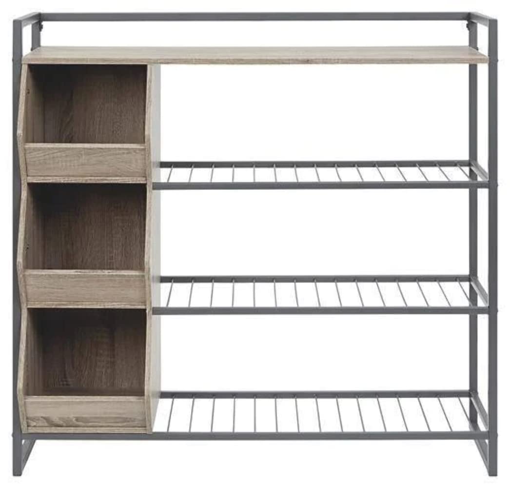 Signature Design by Ashley Maccanet Shoe Rack with Storage Cubbies, Brown