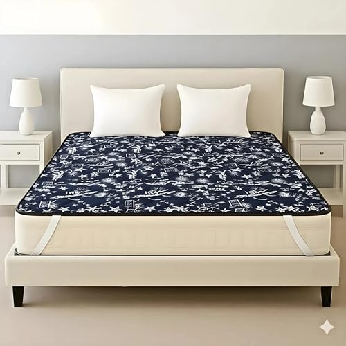 Image of PVC Waterproof Mattress Protector | 100% Waterproof Fitted Bed Cover | Soft, Breathable & Hypoallergenic | Protects Against Spills, Sweat, Dust & Stains | (Navy Blue, 72 inchx78 inch)